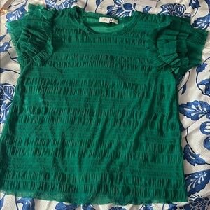 Zoey & Leelo Green Top Blouse Size L